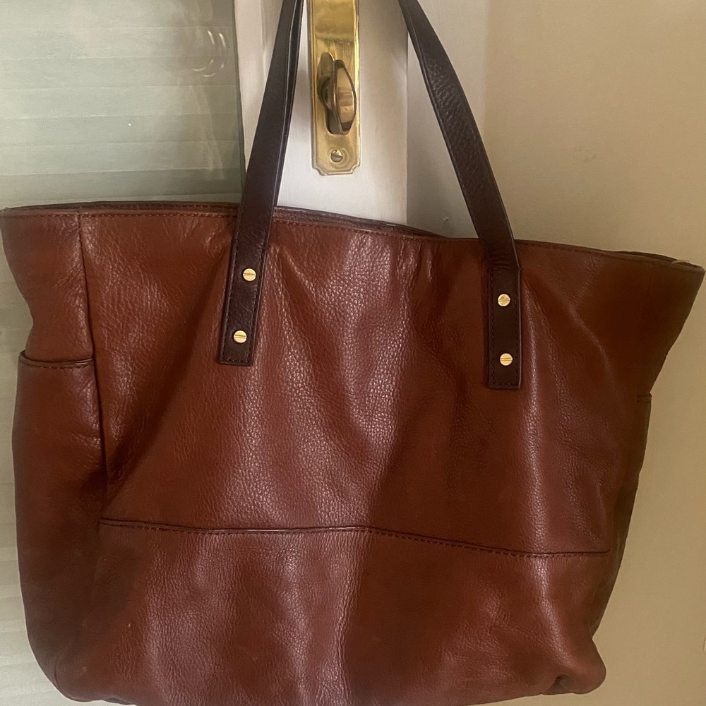 Elegant Brown Leather Tote Bag